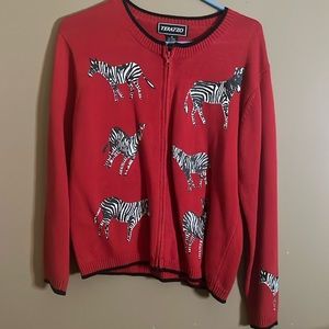 Zebra red sweater zipper up